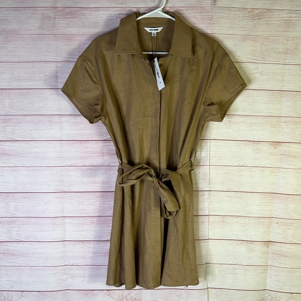 Steve Madden NWT‎ Button Down Belted Short Sleeve Shirt Dress Size Small